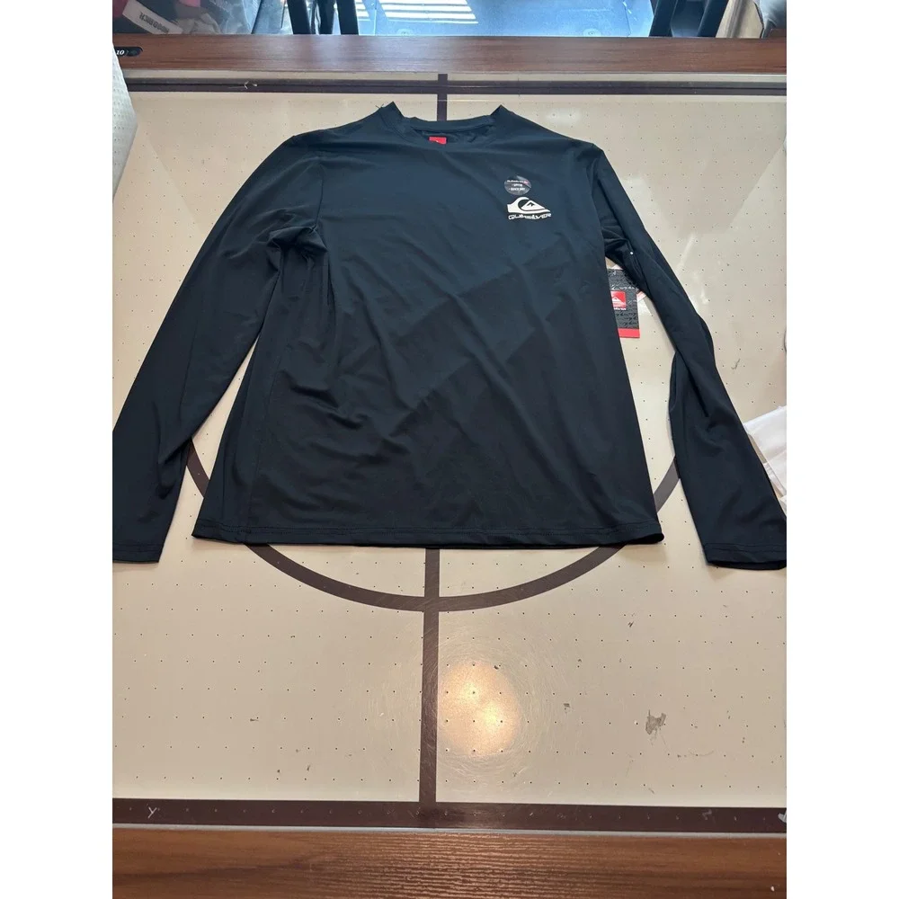403 Quiksilver Mens Long Sleeve Rash Guard Black UPF 50+ Quick Dry Swim Shirt M
